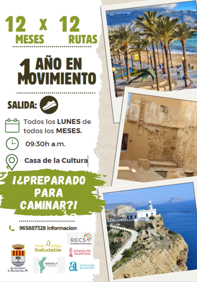 Sanidad promueve ‘1 año en movimiento’ en l’Alfàs  con rutas gratuitas guiadas todos los lunes de 2026