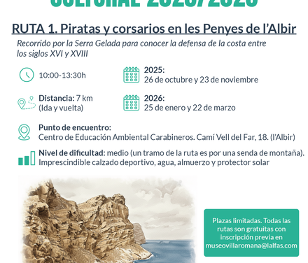 Vuelve la ruta guiada ‘Piratas y corsarios en les Penyes de l’Albir’ el próximo domingo 25 de enero