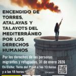 Vuelve el encendido de la Torre del Pinet en Elche por los derechos de la población migrante 