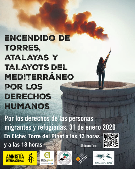 Vuelve el encendido de la Torre del Pinet en Elche por los derechos de la población migrante 