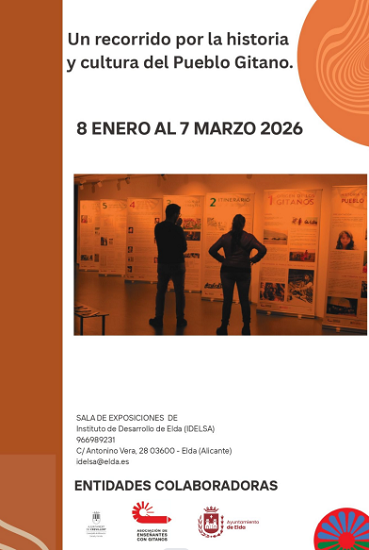 La Casa Grande del Jardín de la Música de Elda acoge desde el jueves 8 una exposición que recorre la historia y la cultura del pueblo gitano