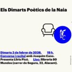 “Els Dimarts Poètics de la Naia” con Ximo Cano en librería 80 Mundos