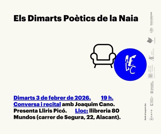 “Els Dimarts Poètics de la Naia” con Ximo Cano en librería 80 Mundos