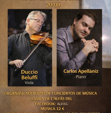 El Dúo Beluffi-Apellániz ofrecerá un concierto este viernes en l’Alfàs del Pi