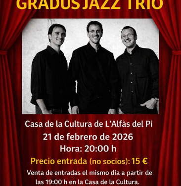 Este sábado Gradus Jazz Trío ofrecerá un concierto en la Casa de Cultura de l’Alfàs