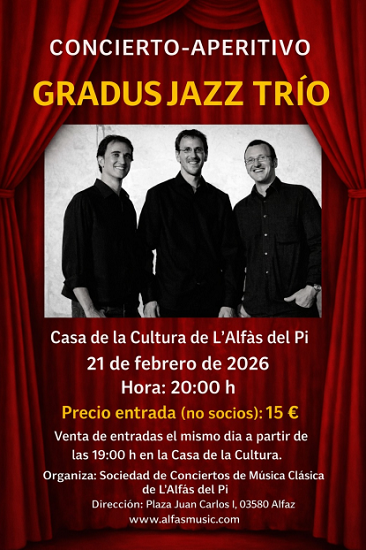 Este sábado Gradus Jazz Trío ofrecerá un concierto en la Casa de Cultura de l’Alfàs