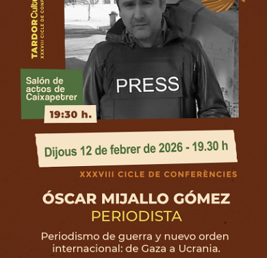 Óscar Mijallo estará este jueves 12 de febrero en Petrer con la conferencia del Otoño Cultural que se aplazó el mes de noviembre