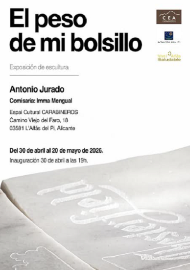 Este jueves se inauguró en l’Alfàs la exposición ‘El peso de mi bolsillo’ del escultor sevillano Antonio Jurado