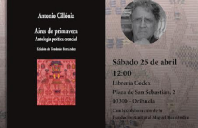 Este sábado se presentará en Orihuela una antología del poeta peruano Antonio Cillóniz