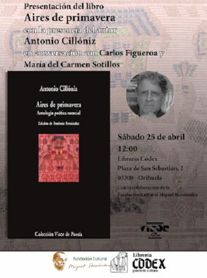 Este sábado se presentará en Orihuela una antología del poeta peruano Antonio Cillóniz