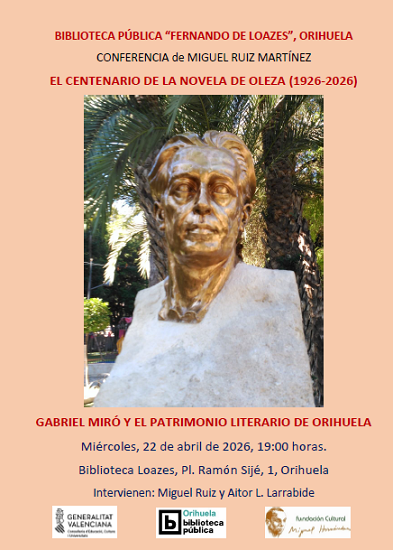 Miguel Ruiz Martínez ofrecerá este miércoles en Orihuela una conferencia sobre Gabriel Miró