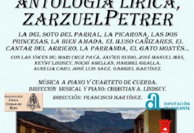 El Teatre Cervantes acull aquest diumenge 3 de maig l’antologia lírica “ZarzuelPetrer” amb entrada gratuïta
