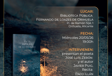 Este próximo miércoles se presentará el nuevo poemario de Javier Puig