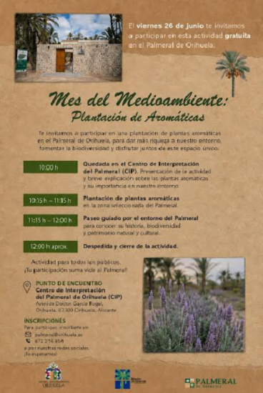 El Palmeral de Orihuela celebrará el próximo viernes una jornada de plantación de aromáticas para fomentar la biodiversidad