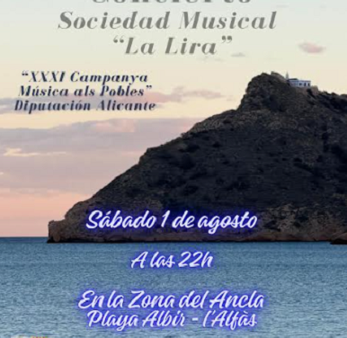 Gran concierto de verano de La Lira de l’Alfàs este fin de semana junto al mar