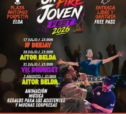 El Ayuntamiento organiza el ciclo de sesiones musicales ‘On Fire Joven Fest 2026’ para dinamizar las noches de verano en Elda