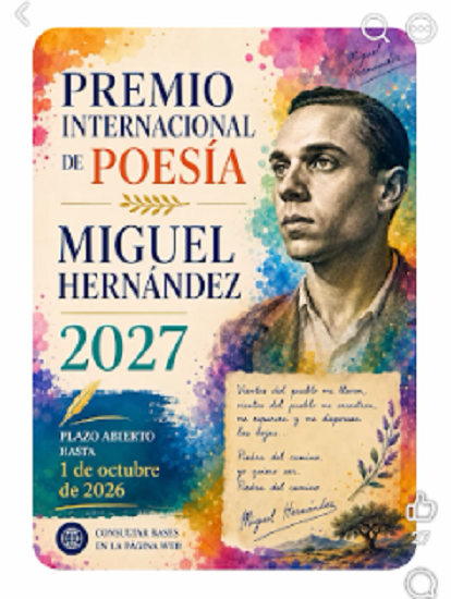 La Fundación Miguel Hernández convoca el Premio  Internacional de Poesía 2027