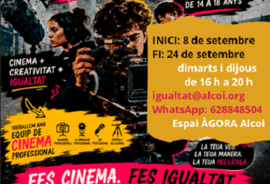 La Regidoria d’Igualtat a Alcoi ofereix un taller gratuït de curtmetratges per a adolescents durant el mes de setembre
