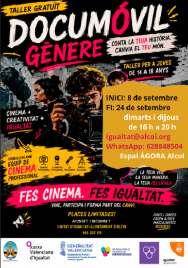 La Concejalía de Igualdad de Alcoy ofrece un taller gratuito de cortometrajes para adolescentes durante el mes de septiembre