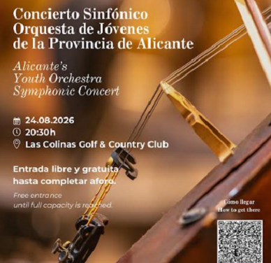 La Concejalía de Cultura de Orihuela organiza un concierto sinfónico de la Orquesta de Jóvenes de la Provincia de Alicante en Las Colinas Golf & Country Club