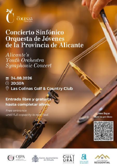 La Concejalía de Cultura de Orihuela organiza un concierto sinfónico de la Orquesta de Jóvenes de la Provincia de Alicante en Las Colinas Golf & Country Club