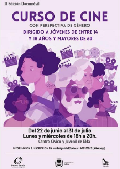 El IMSSE de Elda recibe una subvención destinada a financiar un curso de cine con perspectiva de género dirigido a jóvenes y mayores
