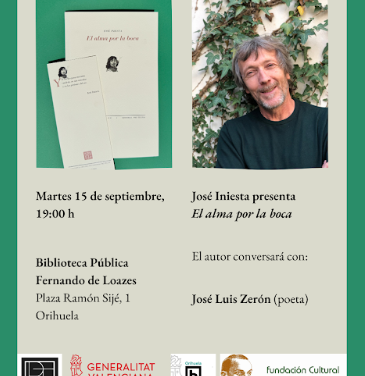 José Iniesta presentará este martes en Orihuela su último libro de poesía
