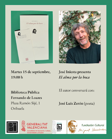 José Iniesta presentará este martes en Orihuela su último libro de poesía