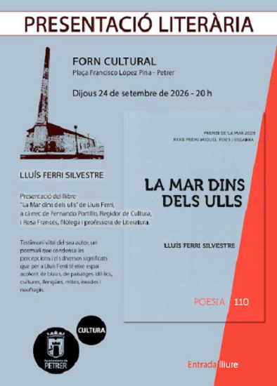 Petrer acull la presentació de “La Mar dins dels ulls”, el poemari de Lluís Ferri Silvestre guanyador dels Premis de la Mar 2025