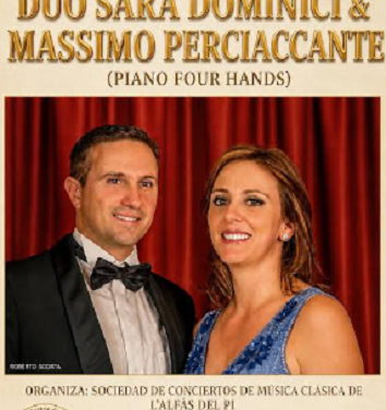 L’Alfàs acoge este domingo un concierto de piano a cuatro manos con Sara Dominici y Massimo Perciaccante