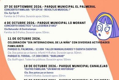 El programa Tardor en Parcs ofereix activitats per als més xicotets durant tots els diumenges del mes d’octubre en parcs repartits per tota la ciutat.
