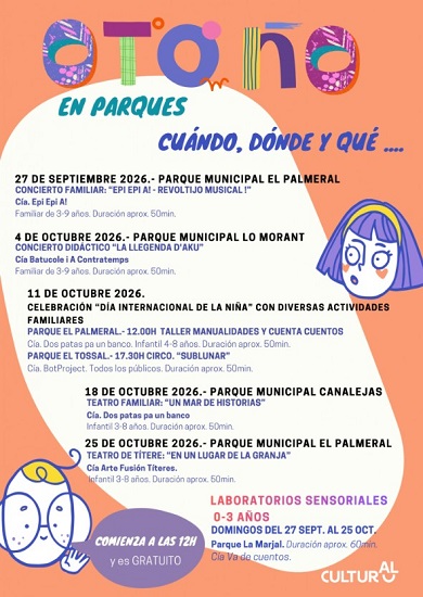 El programa Tardor en Parcs ofereix activitats per als més xicotets durant tots els diumenges del mes d’octubre en parcs repartits per tota la ciutat.