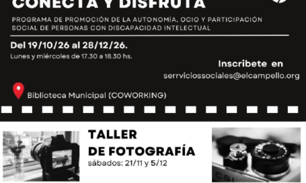 El 19 de octubre se activa en El Campello el taller “Conecta y disfruta”, pensado para adultos con discapacidad intelectual