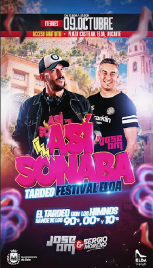 El xou ‘Així sonava’ de Jose AM omplirà el pròxim 9 d’octubre la Plaça Castelar de la millor música danse amb motiu de la celebració del Tardeo Festival Elda