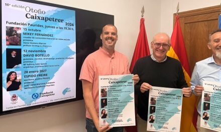 El Ayuntamiento de Elda presenta la 10ª edición de ‘Otoño Caixapetrer’ con tres encuentros literarios en la Fundación Paurides                    