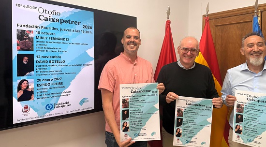 El Ayuntamiento de Elda presenta la 10ª edición de ‘Otoño Caixapetrer’ con tres encuentros literarios en la Fundación Paurides                    