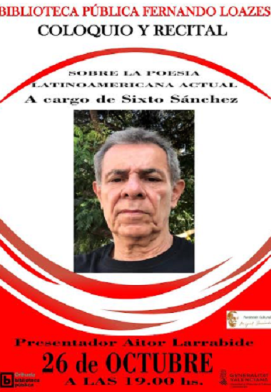 Mañana lunes el poeta y profesor venezolano Sixto Sánchez ofrecerá en Orihuela una conferencia y recital sobre la poesía latinoamericana actual